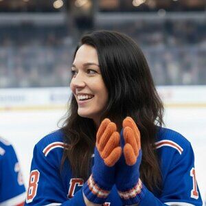 Blue and Orange Handknit Gloves Mittens For Women And Men